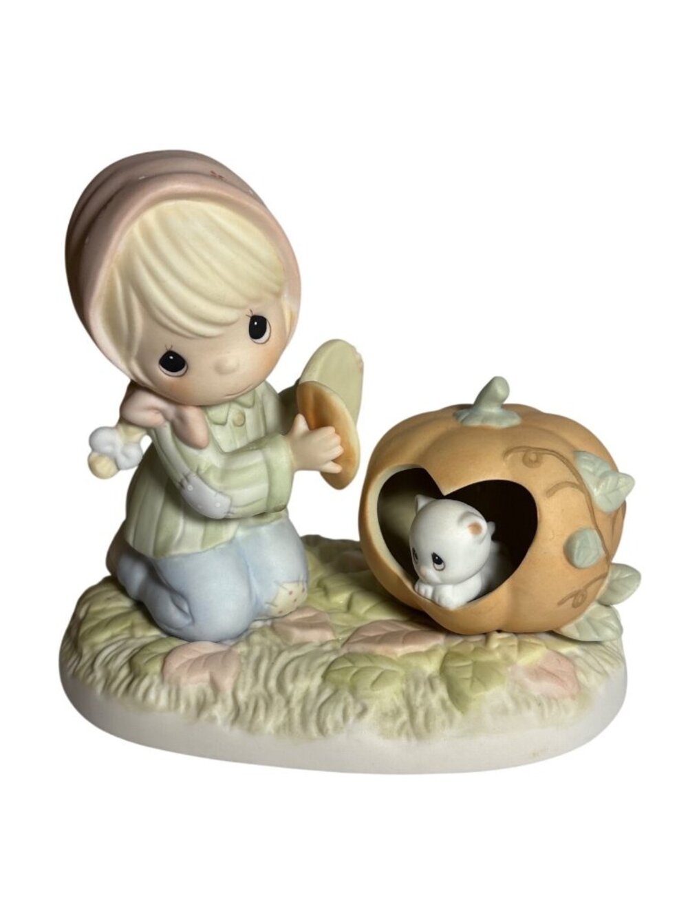 Precious Moments Mornin Pumpkin 1998 Girl Cat Inside Fall Collectible 455867